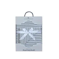 Living Textiles 100% Cotton Knit Stripe Blanket - Grey/white