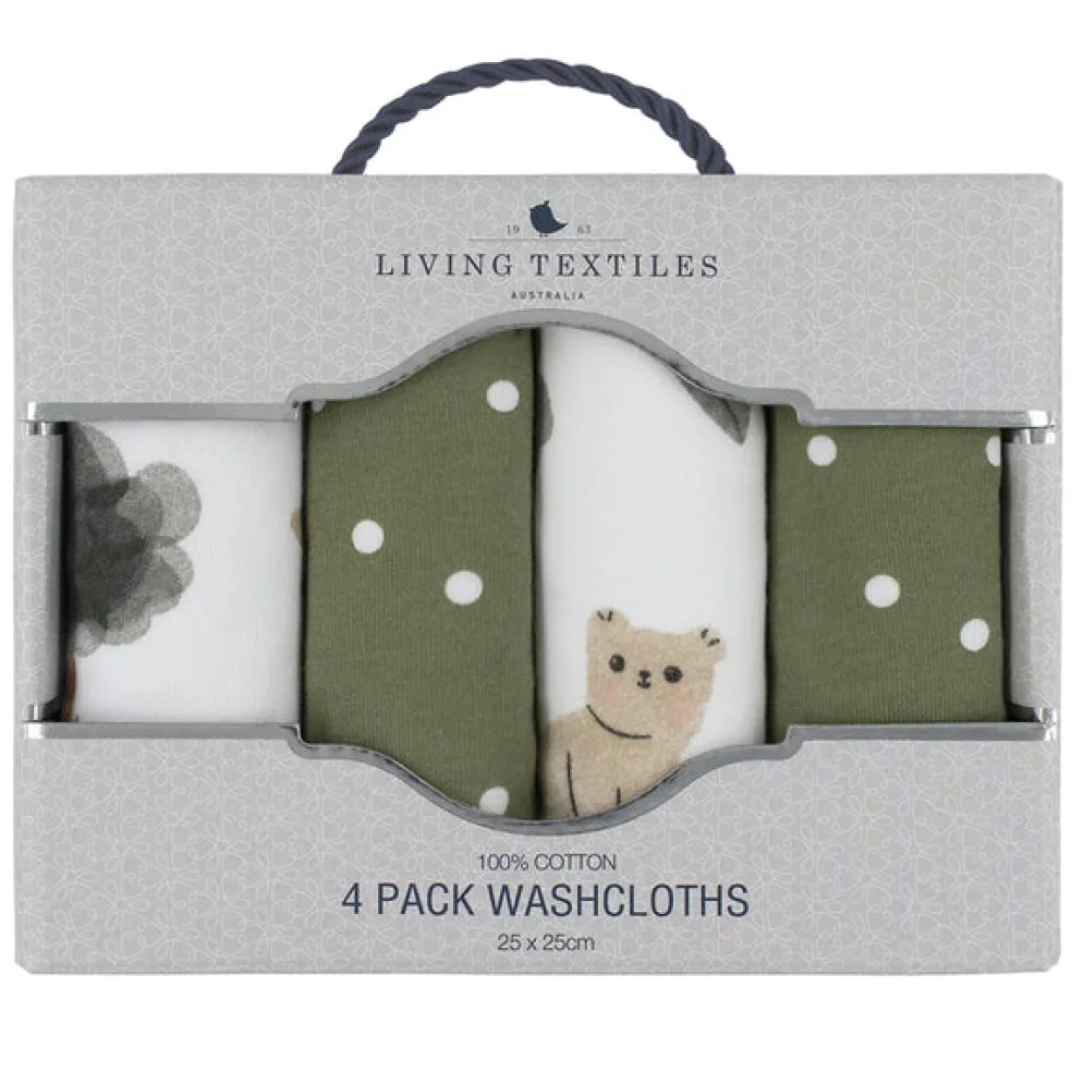 Living Textiles 4 Pack Wash Cloths