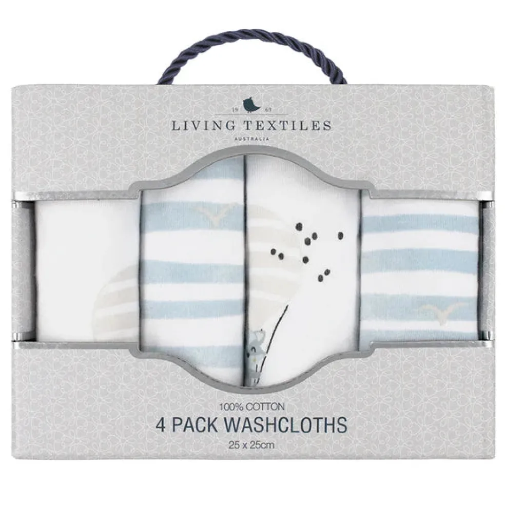 Living Textiles 4 Pack Wash Cloths