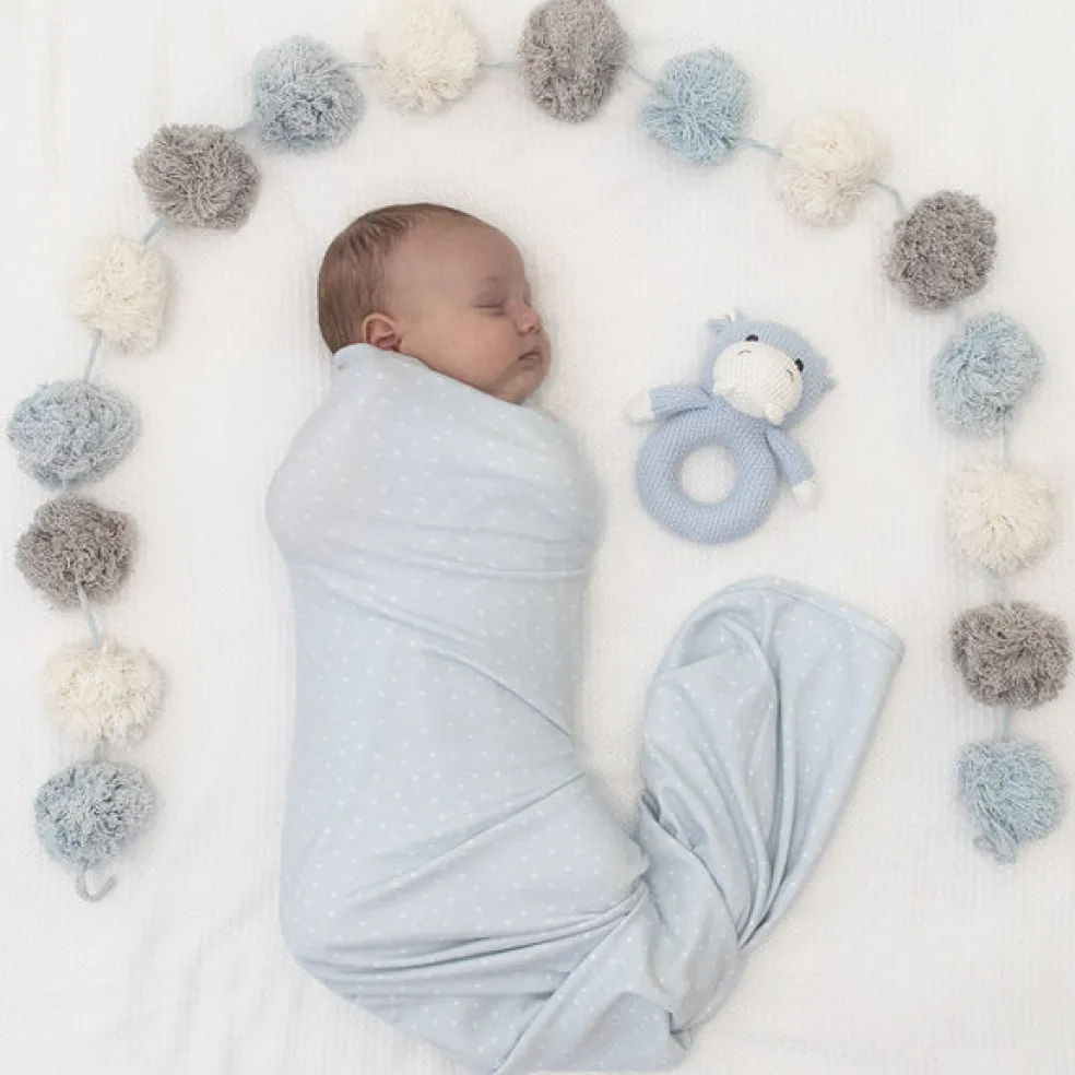 Living Textiles Jersey Swaddle & Rattle Gift Set