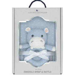 Living Textiles Jersey Swaddle & Rattle Gift Set