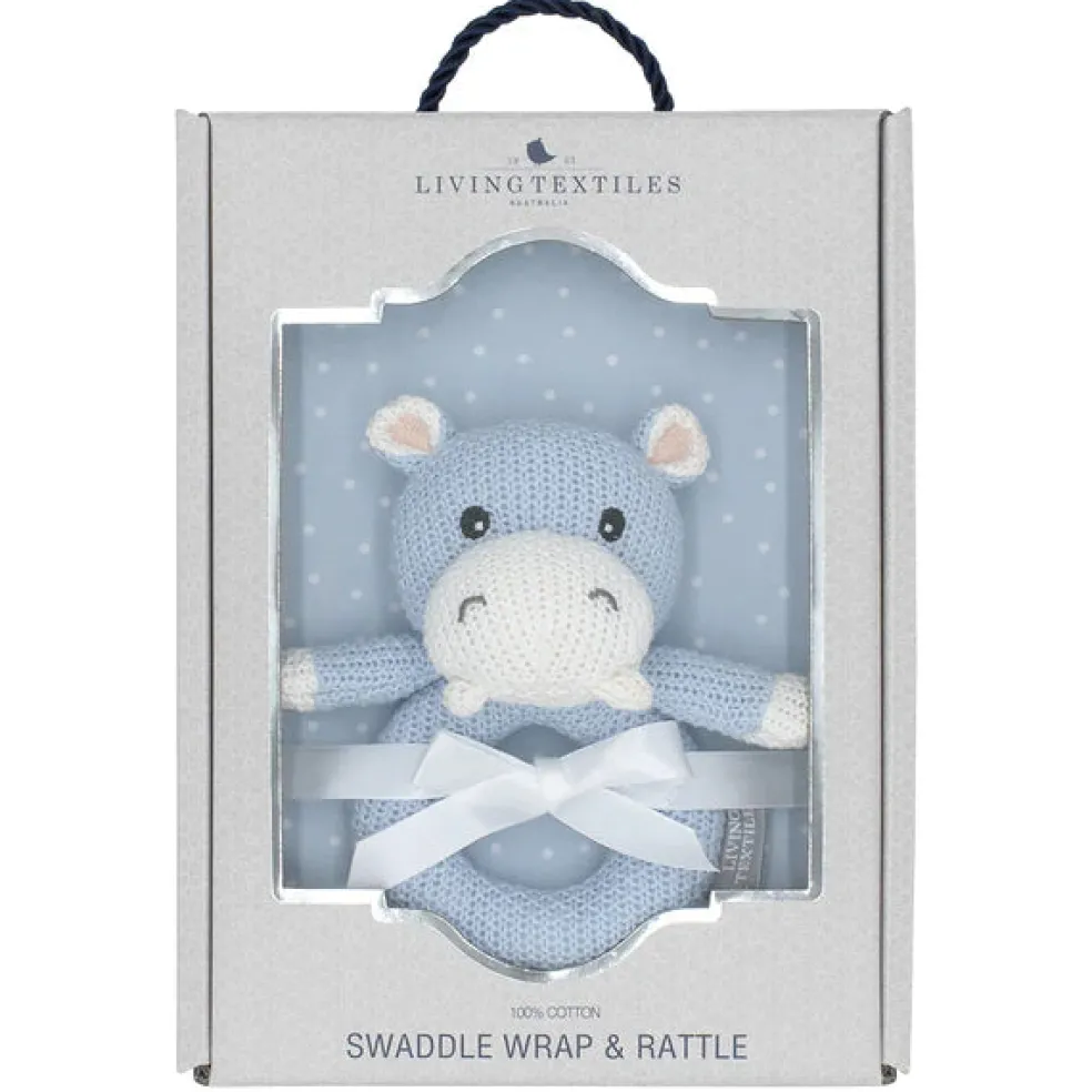 Living Textiles Jersey Swaddle & Rattle Gift Set