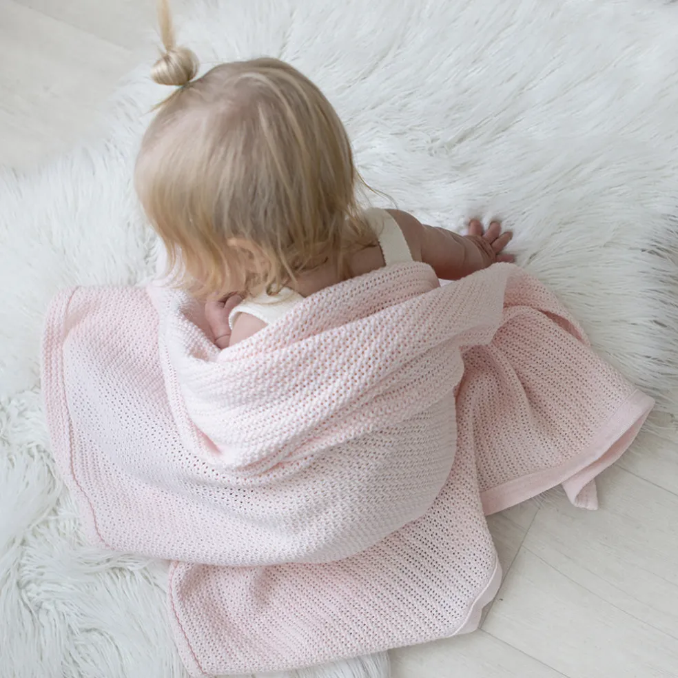 Living Textiles Organic Cot Cellular Blanket - Rose Quartz