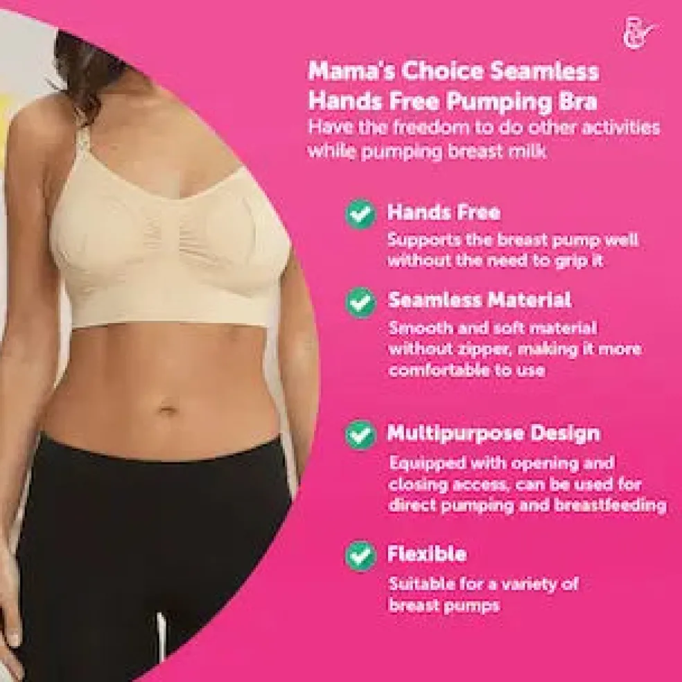 Mama's Choice Seamless Hands Free Pumping Bra (Cream)