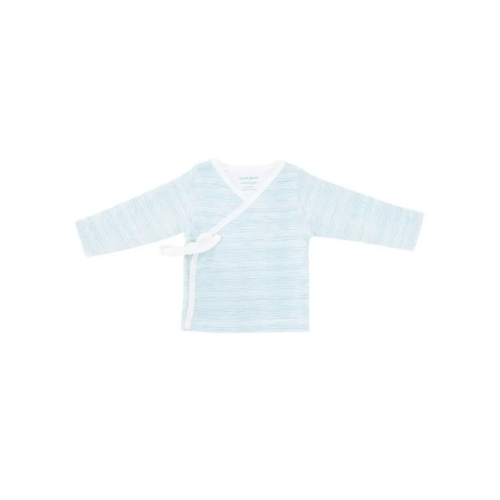 Motherswork x Le Petit Society Baby Organic Long Sleeve Kimono Top in Blue Stripes