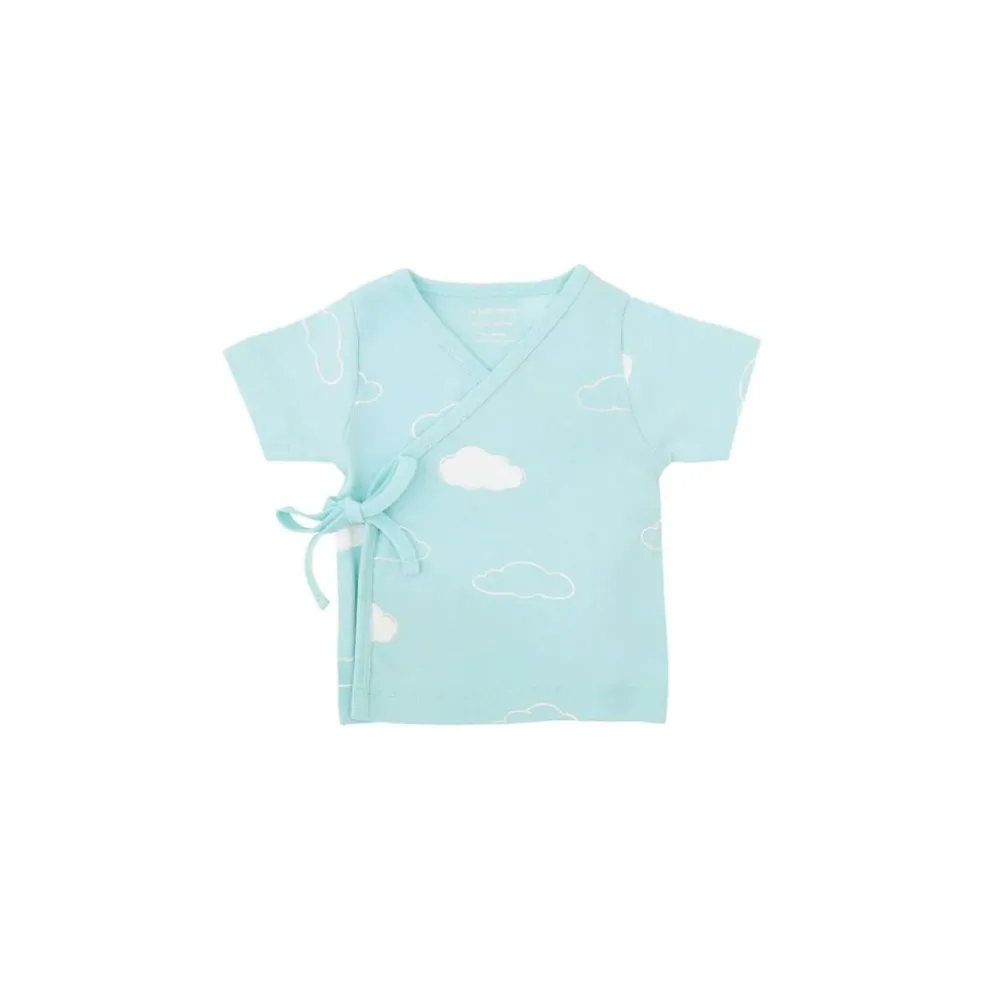 Motherswork x Le Petit Society Baby Organic Short Sleeve Kimono Top in Cloud Print