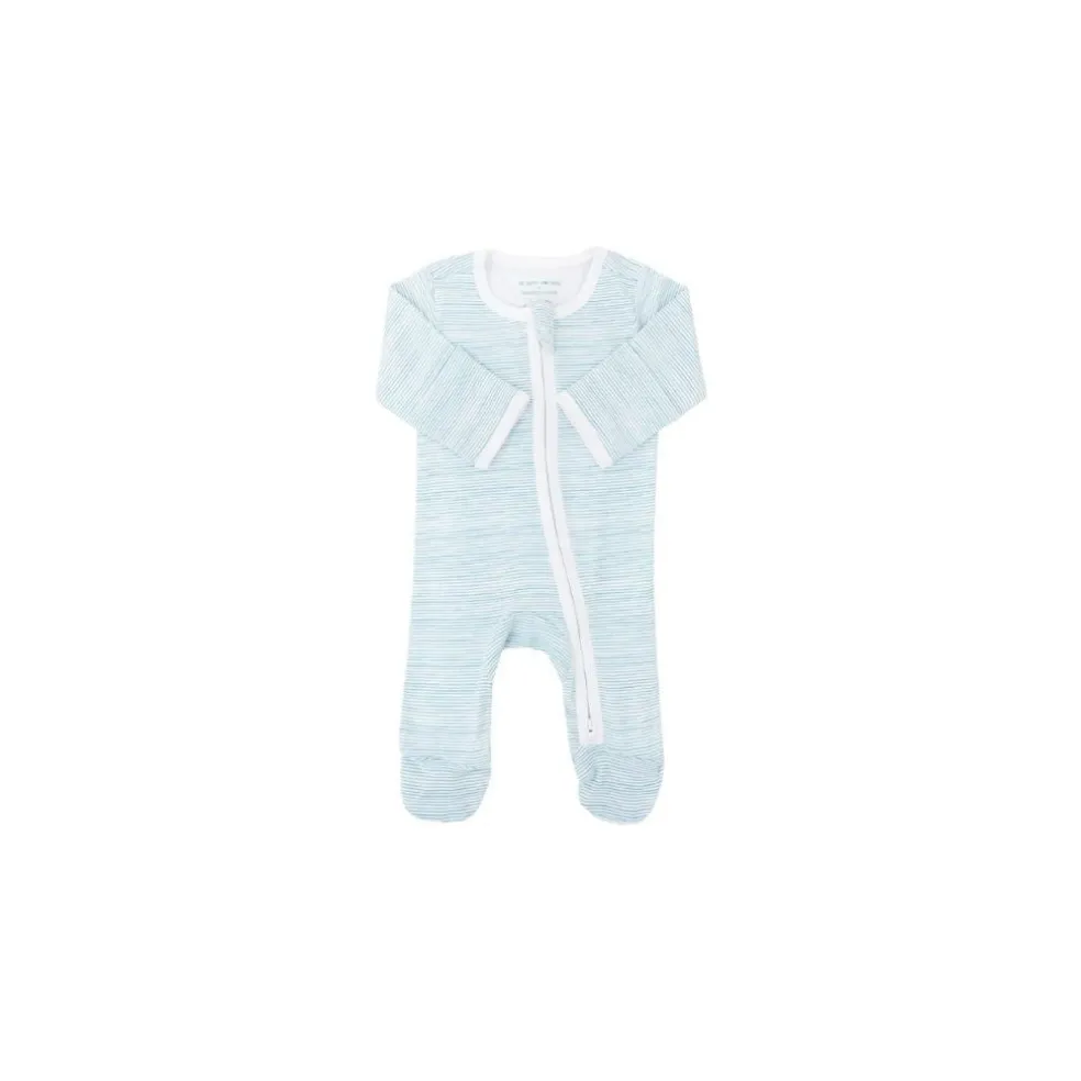 Motherswork x Le Petit Society Baby Organic Zip Sleepsuit in Blue Stripes