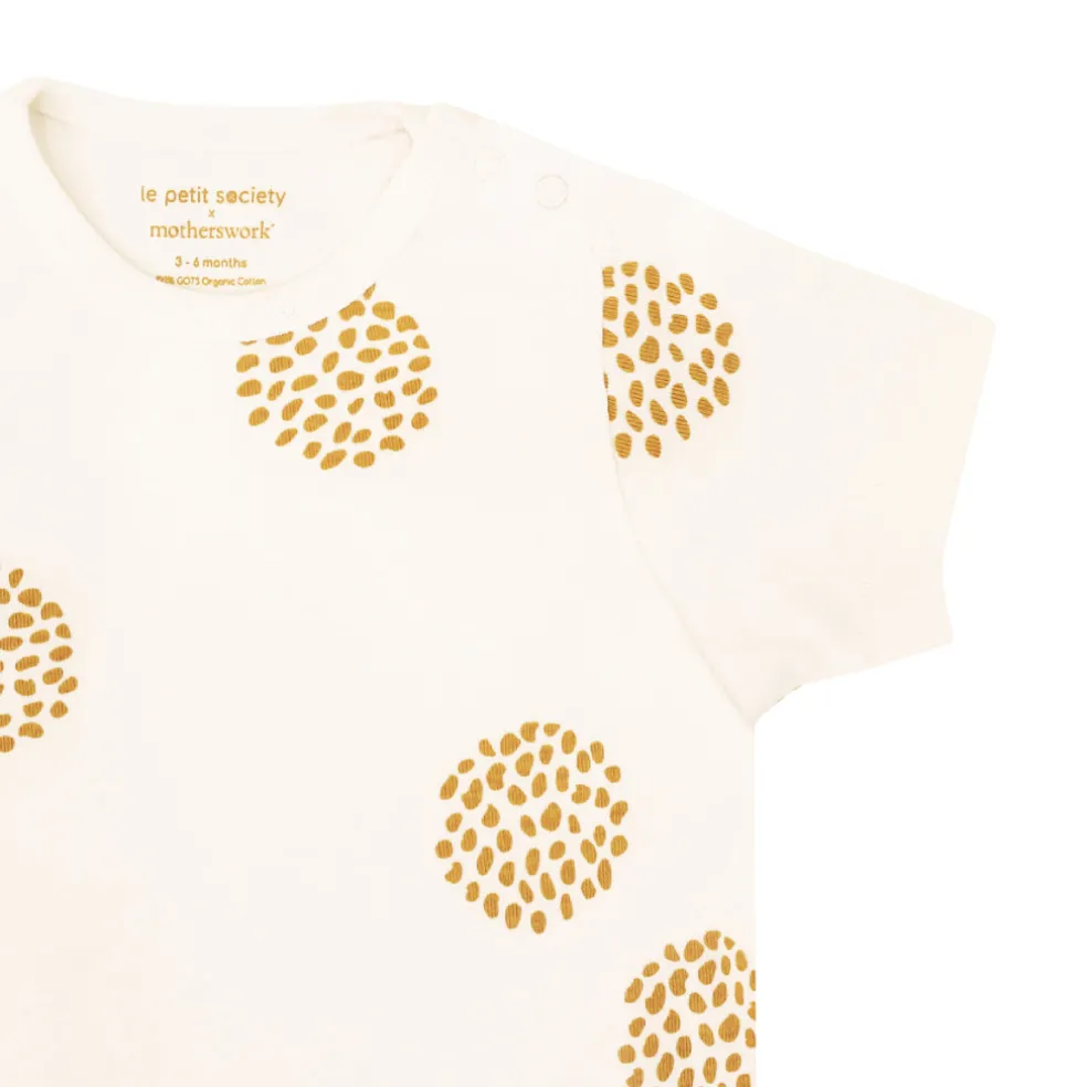 Motherswork x Le Petit Society Baby Organic Short Sleeve Romper in Dandelion Print