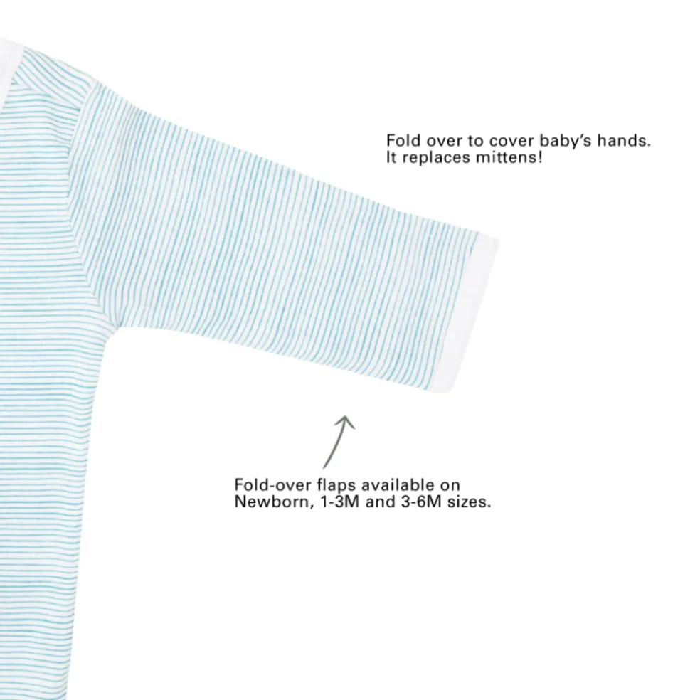 Motherswork x Le Petit Society Baby Organic Zip Sleepsuit in Blue Stripes