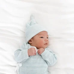 Motherswork x Le Petit Society Baby Organic Long Sleeve Kimono Top in Blue Stripes