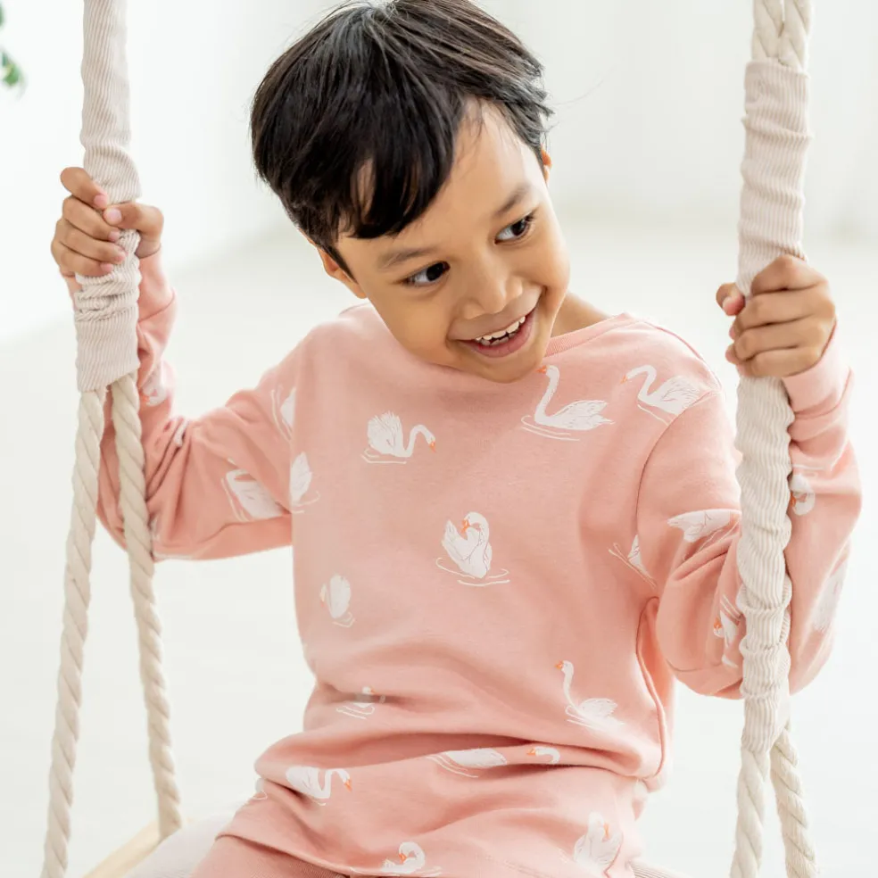 Motherswork x Le Petit Society Long Sleeve Organic Pyjamas Set in Swan Print