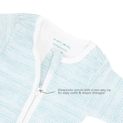 Motherswork x Le Petit Society Baby Organic Zip Sleepsuit in Blue Stripes