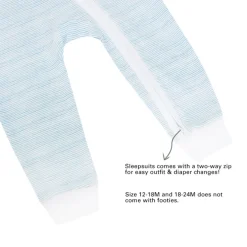 Motherswork x Le Petit Society Baby Organic Zip Sleepsuit in Blue Stripes
