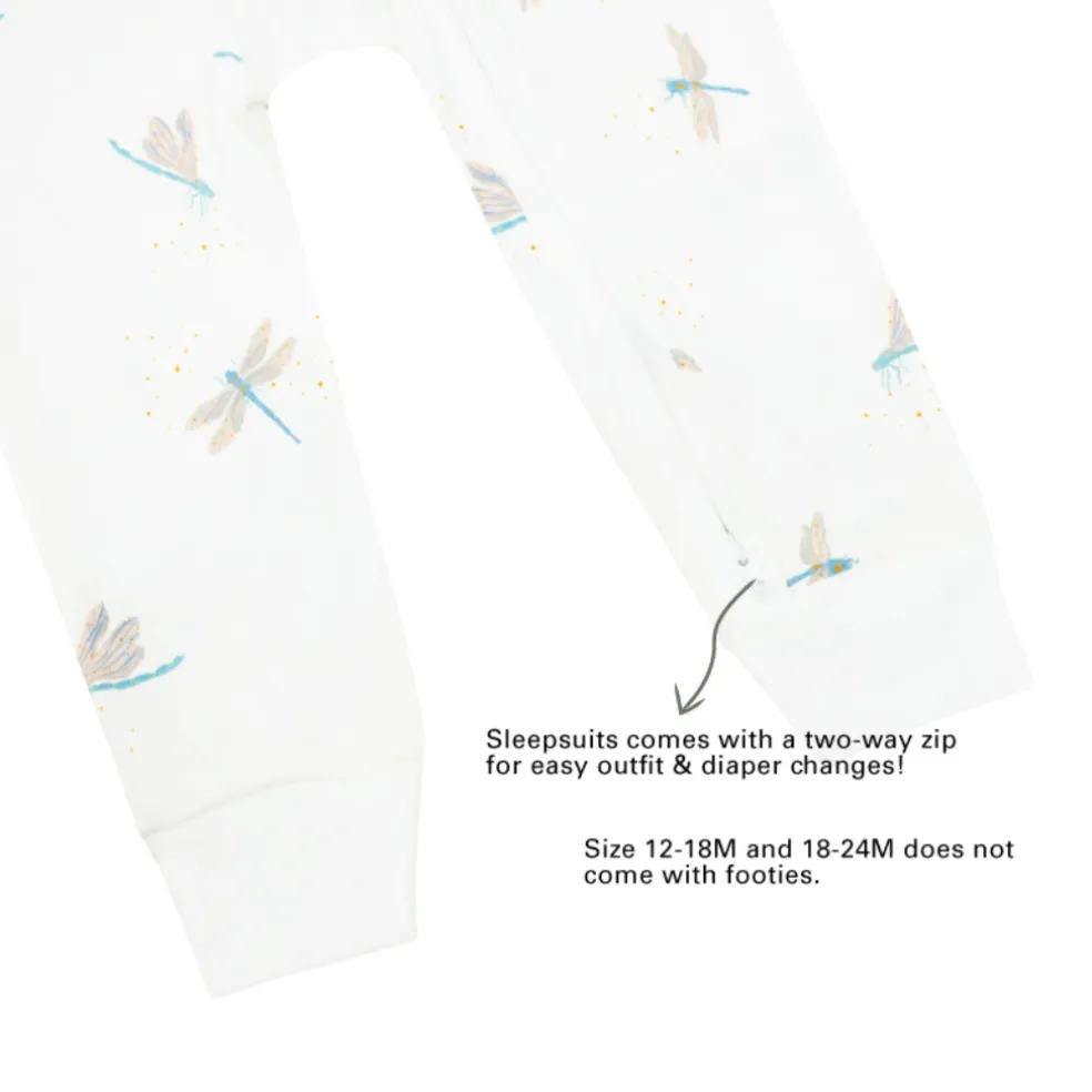 Motherswork x Le Petit Society Baby Organic Zip Sleepsuit in Dragonfly Print