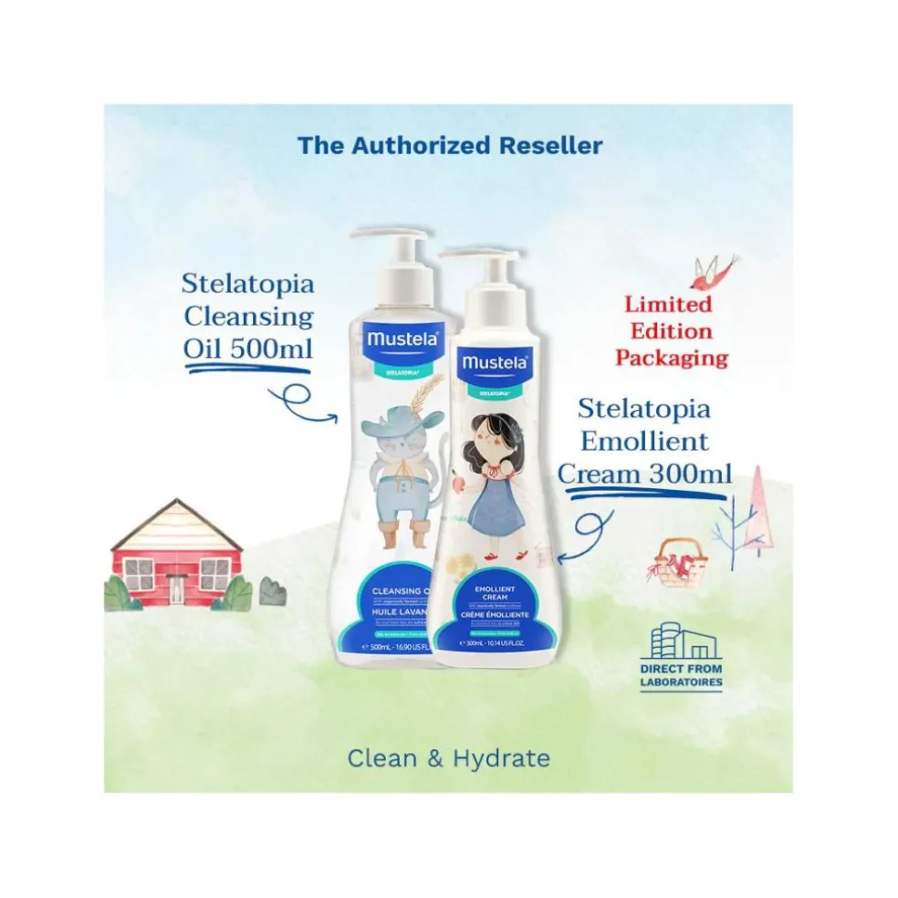Mustela Fairy Tale Stelatopia Cleansing Oil & Emollient Cream Bundle