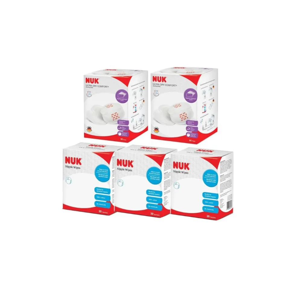Nuk 3 X Nipple Wipes 30S + 2 X Breast Pad 60S