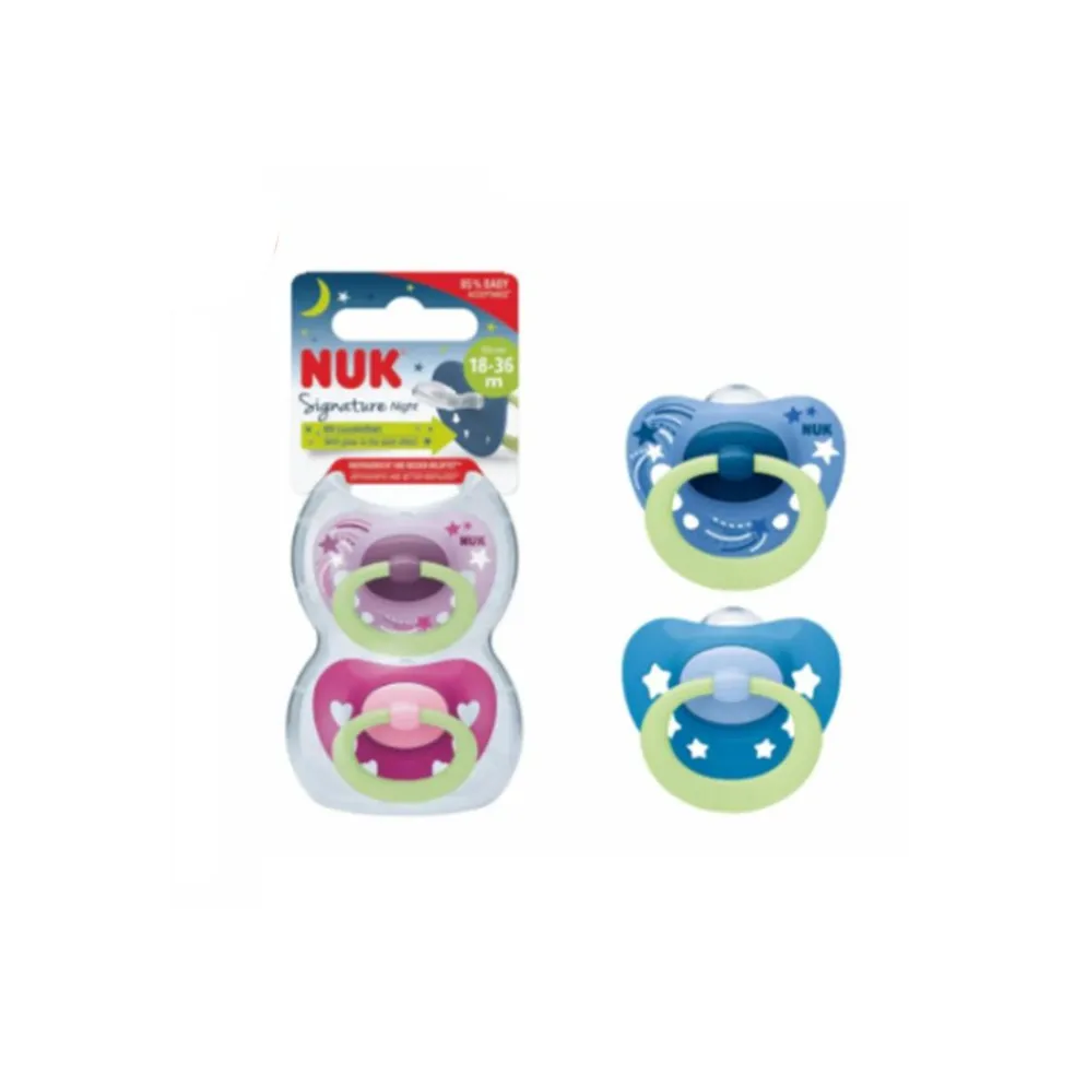 NUK Signature Night Silicone Soother Twin Pack (18m-36m)