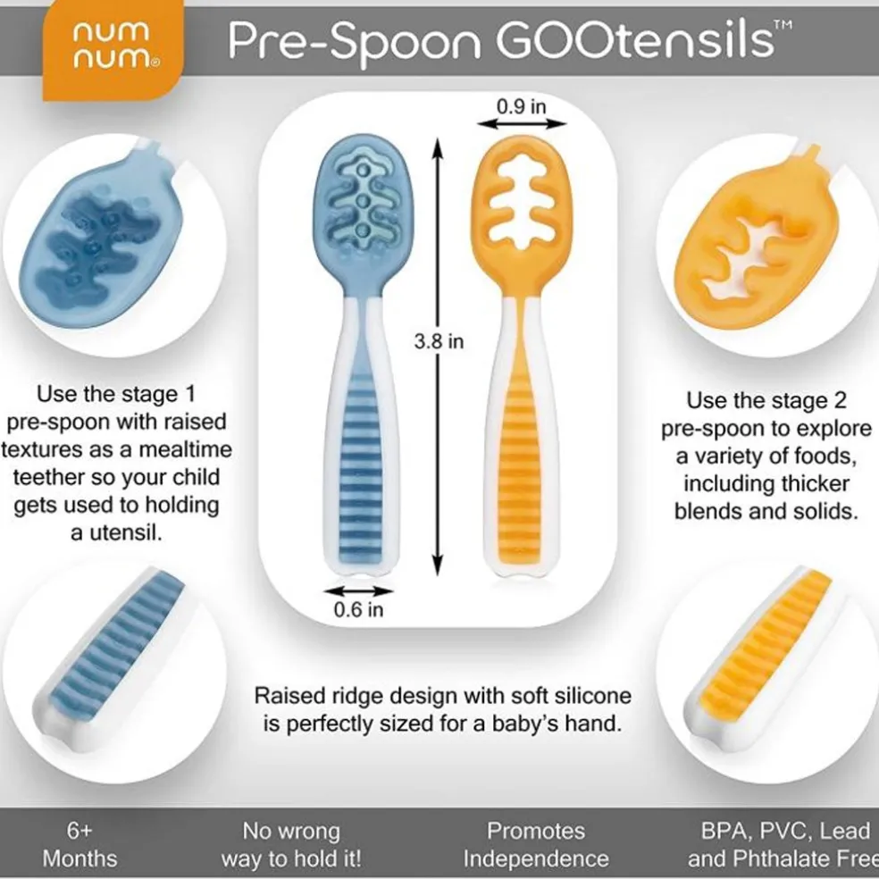 NumNum Pre-Spoon GOOtensil Silicone Spoon (2 Pack)