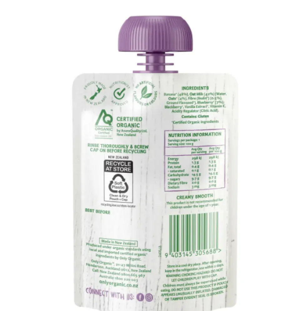 Only Organic Banana Blueberry Vanilla Oat Milk