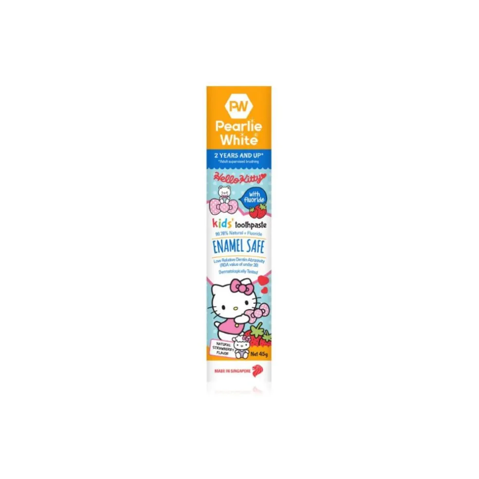 Pearlie White All Natural Enamel Safe Kids Fluoride Toothpaste - Strawberry Hello Kitty 45gm