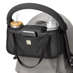 Petunia Pickle Bottom Stroller Caddy - Black Matt Leatherette