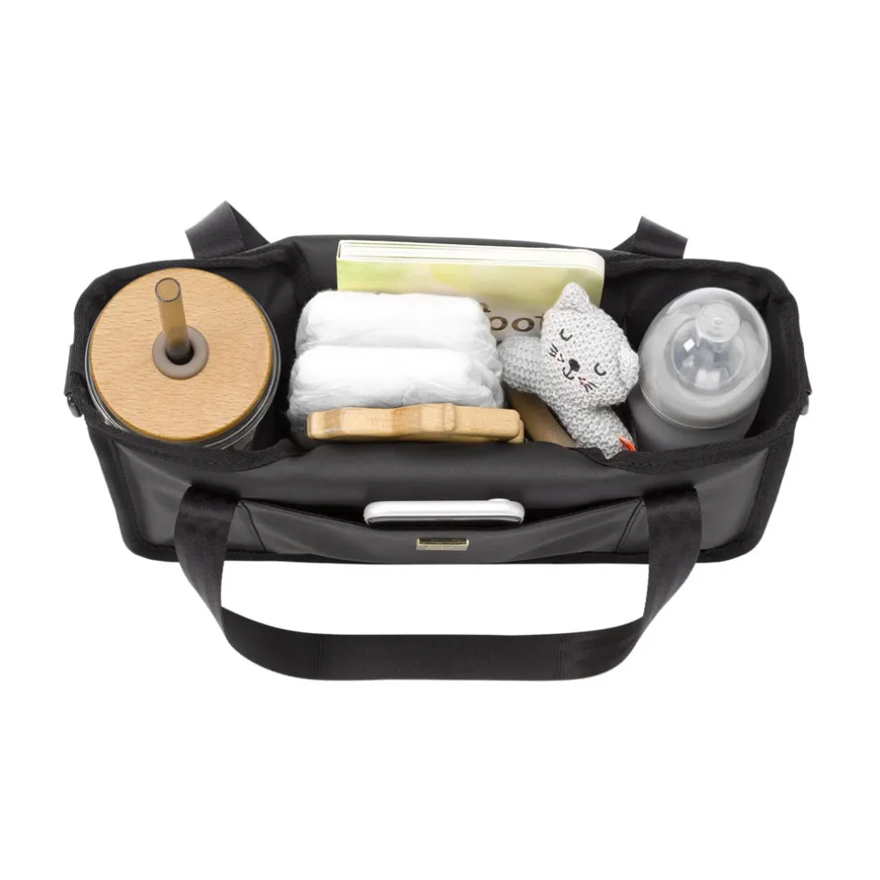 Petunia Pickle Bottom Stroller Caddy - Black Matt Leatherette
