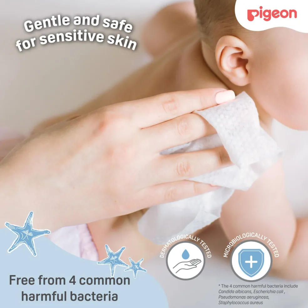 Pigeon Embossed Baby Wipes 100% Pure Water 70s 6 in 1