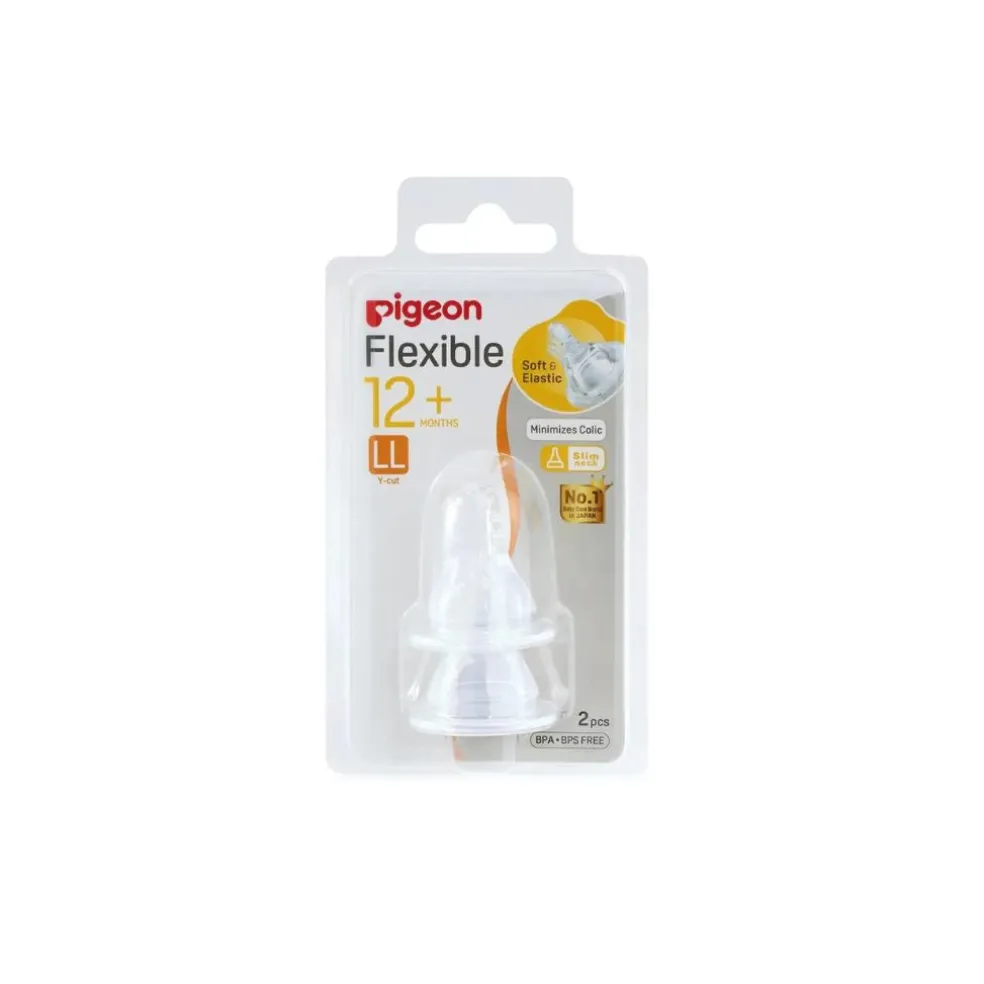 Pigeon Flexible Peristaltic Nipple Blister Pack, 2 Pc/Set (LL) 12m+