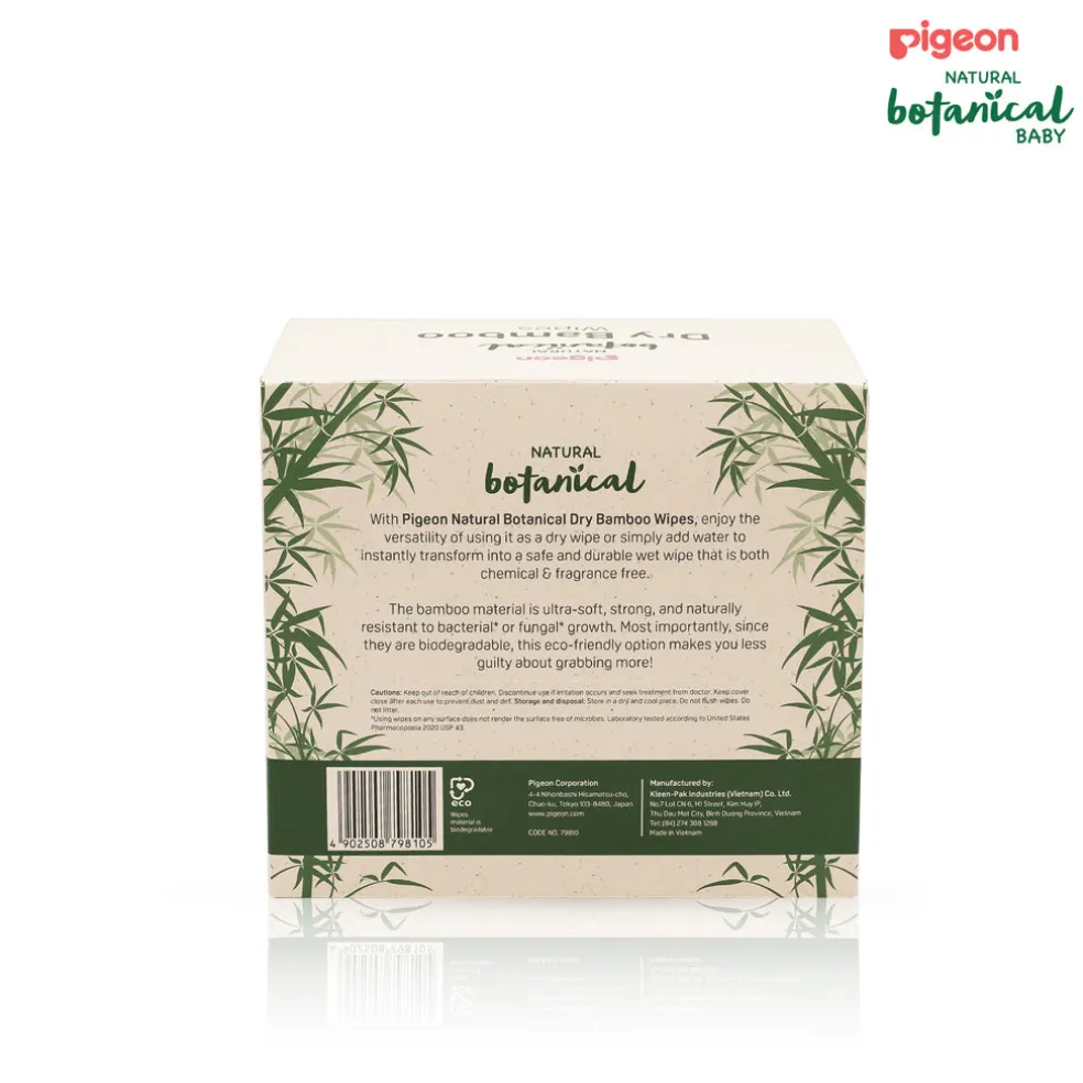 Pigeon Natural Botanical Dry Bamboo Wipes 70 Sheets