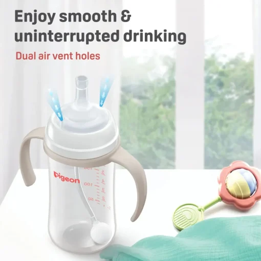 Pigeon SofTouch™ BPP Step Up Straw Bottle Set 240ml Logo