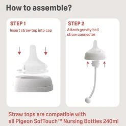 Pigeon SofTouch™ BPP Step Up Straw Bottle Set 240ml Logo