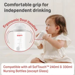 Pigeon SofTouch™ BPP Step Up Straw Bottle Set 240ml Logo