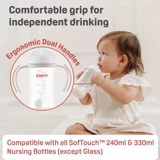 Pigeon SofTouch™ BPP Step Up Straw Bottle Set 240ml Logo