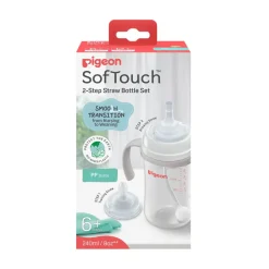 Pigeon SofTouch™ BPP Step Up Straw Bottle Set 240ml Logo