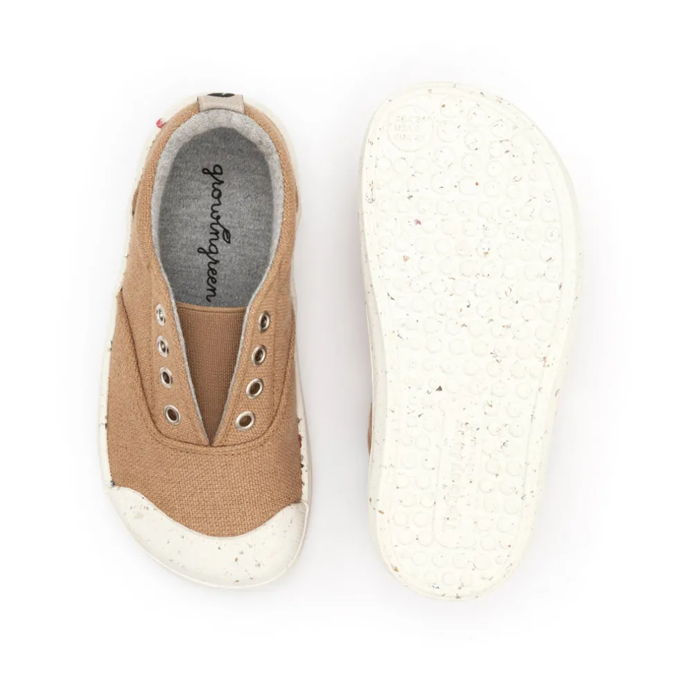 Tip Toey Joey Spice Green - Natural Organic Canvas