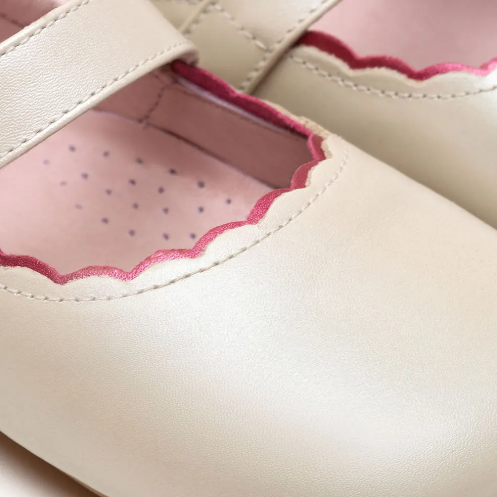 Tip Toey Joey Toddler Mary Jane Roundy - Antique White/Fuchsia Shine