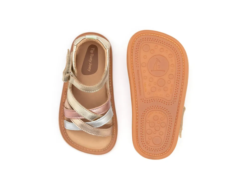 Tip Toey Joey Toddler Sandal Criss Cross - Chm/ M.Salmon/ Rose Gold
