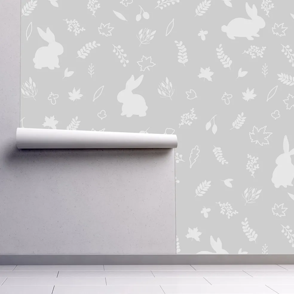 Urban Li'l Bunny Wallpaper - Grey