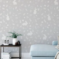 Urban Li'l Bunny Wallpaper - Grey